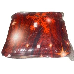 BDUCOK Festive Red Snowflake Holiday Blanket King Comforter & 2 Pillowcases NEW